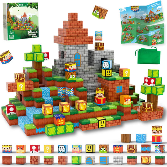 BRISTLIX 200 PCS 0.8in Magnetic Blocks - Magnet Toys for Kids, Magnetic Building Blocks Cubes, Stacking Magnets, STEM Toys Birthday Gifts for Boys and Girls Age 3+ (Theme: Castle)