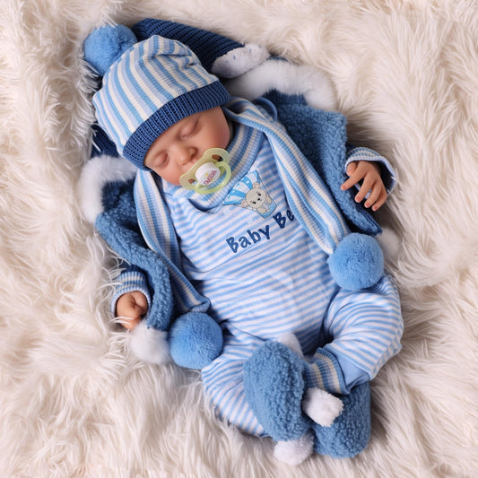 BABESIDE Lifelike Reborn Baby Dolls Boy, 20 Inch Realistic Real Life Baby Poseable Newborn Doll Boy Soft Vinyl and Cloth Body Baby Dolls with Clothes and Toy Gift for Kids Age 3+