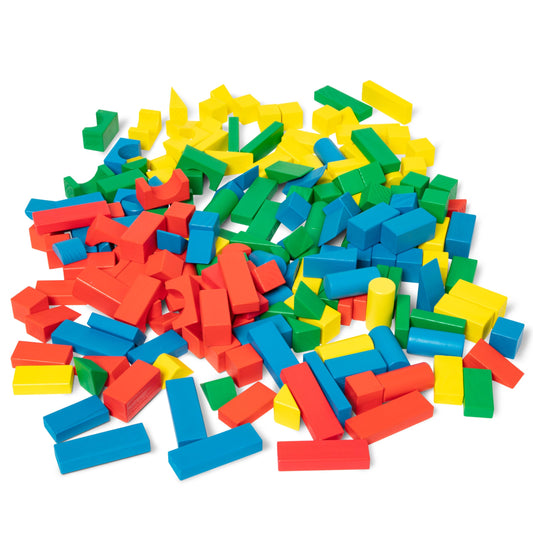 Melissa & Doug Wooden Building Block Set - 200 Blocks in 4 Colors & 9 Shapes