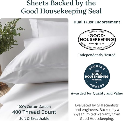 California Design Den Queen Size Sheet Set - 400 Thread Count 100% Cotton, Deep Pocket - Grey, 6-Pc with 4 Pillowcases