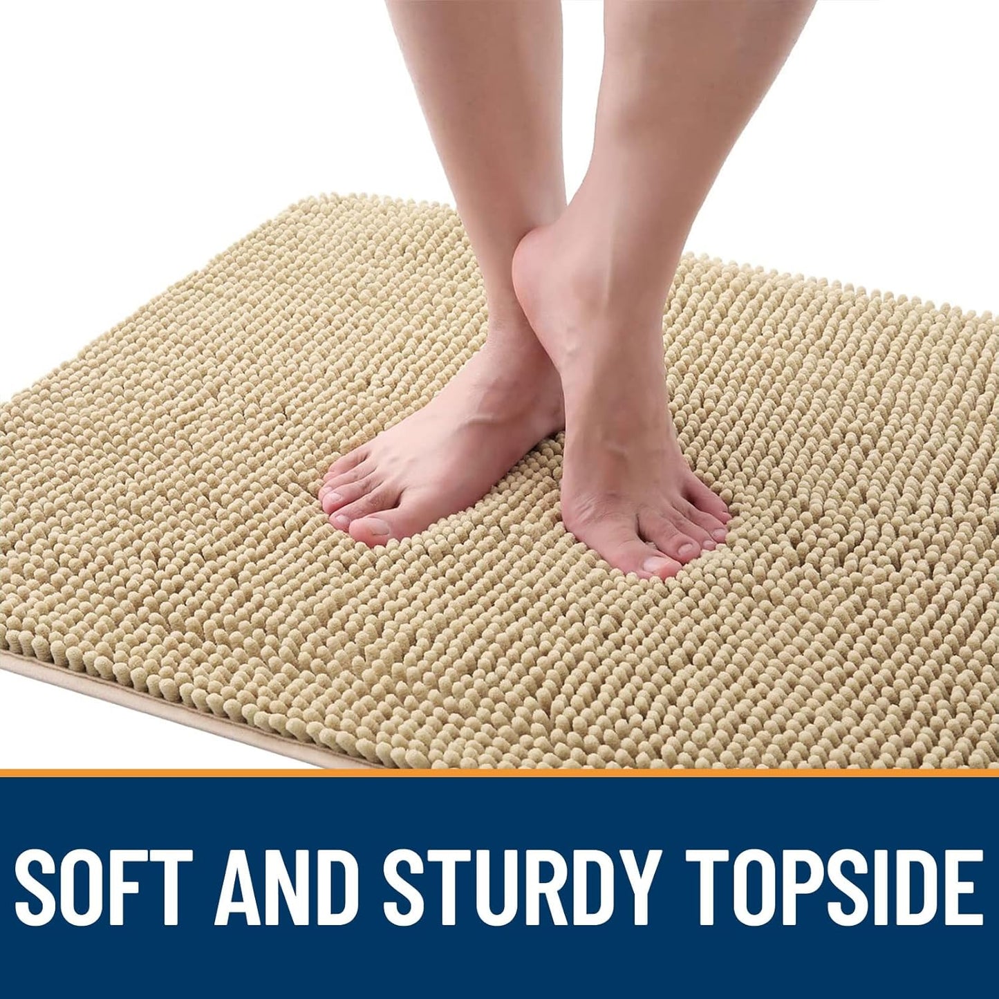 OLANLY Dog Door Mat - Absorbent Non-Slip Chenille Mat for Muddy Paws | 44x32 Beige Quick Dry Doormat