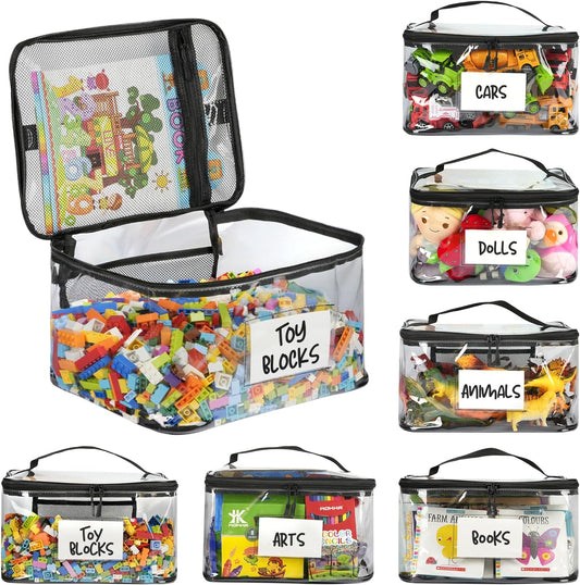 Skiennix Extra Large Toy Storage Bags - 6-Pack Waterproof Zipper Organizers for Kids' Toys & Games | Durable, BPA-Free