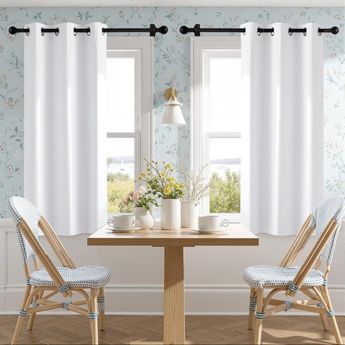 NICETOWN 100% Blackout Window Curtain Panels - Thermal Insulated Drapes, Snow White, 50" Length, Set of 2