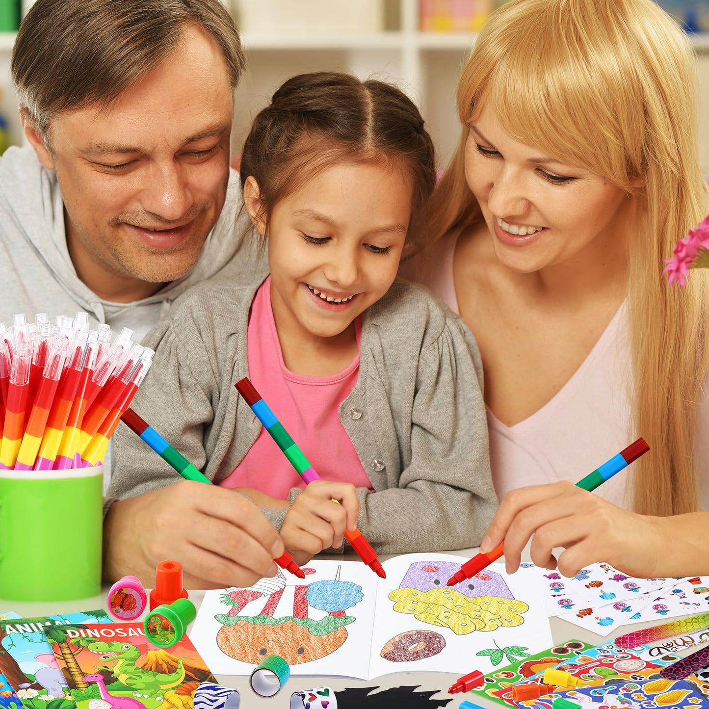BenLouis 96Pcs Kids Party Favors Mini Coloring Books Crayon Slap Bracelets Stickers Set Bulk for Kids 4-8-12 Classroom Birthday Gifts Goodie Bags Pinata Stuffers School Rewards Crafts Supplies