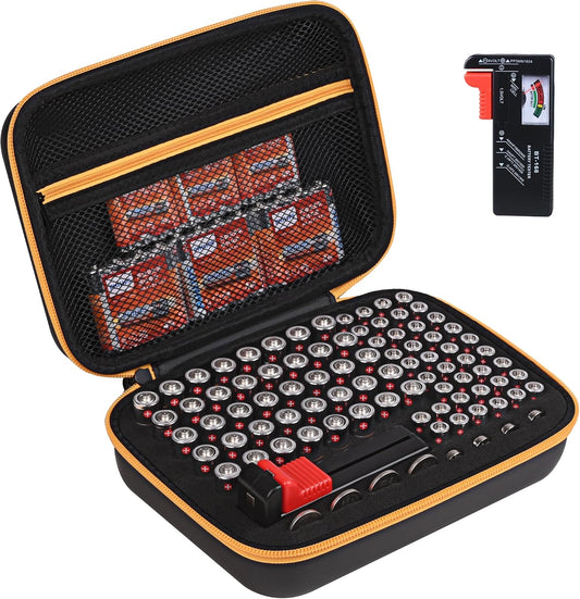 3 Pack 88 Battery Organizer Storage Case with Tester for AA AAA Button Battery Holder Carrying Batteries Variety