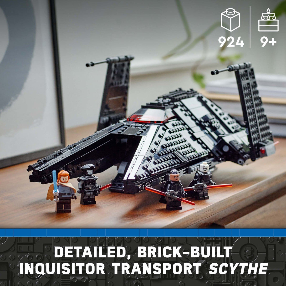 LEGO Star Wars Inquisitor Transport Scythe 75336 Buildable Toy Starship, OBI-Wan Kenobi Set, Ben Kenobi Minifigure with Blue and Double-Bladed Red Lightsabers