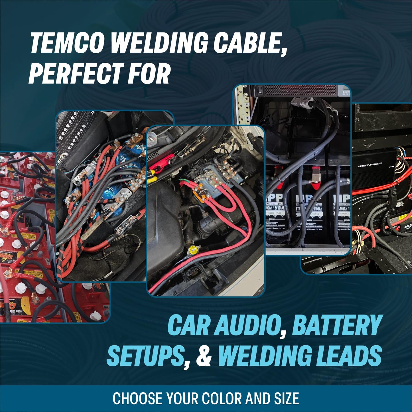 TEMCo 4 Gauge AWG 100 Ft Black Flexible Pure Copper Made in USA Welding Cable Battery Wire - Heavy Duty Solar, Inverter, Car, RV, Truck