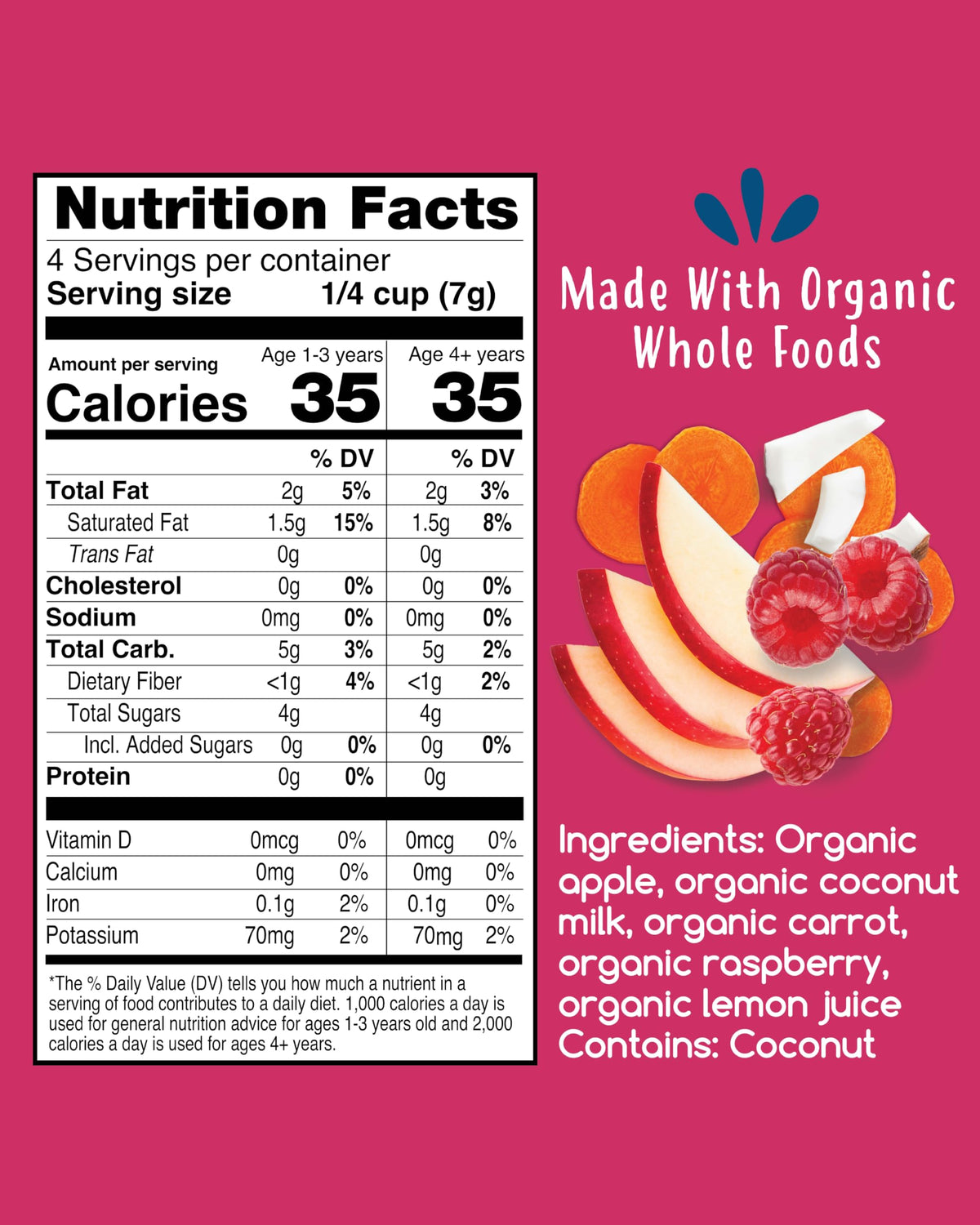 Amara Smoothie Melts - Carrot Raspberry - Baby Snacks Made With Fruits and Vegetables - Healthy Toddler Snacks For Your Kids Lunch Box - Organic Plant Based Yogurt Melts - 6 Resealable Bags