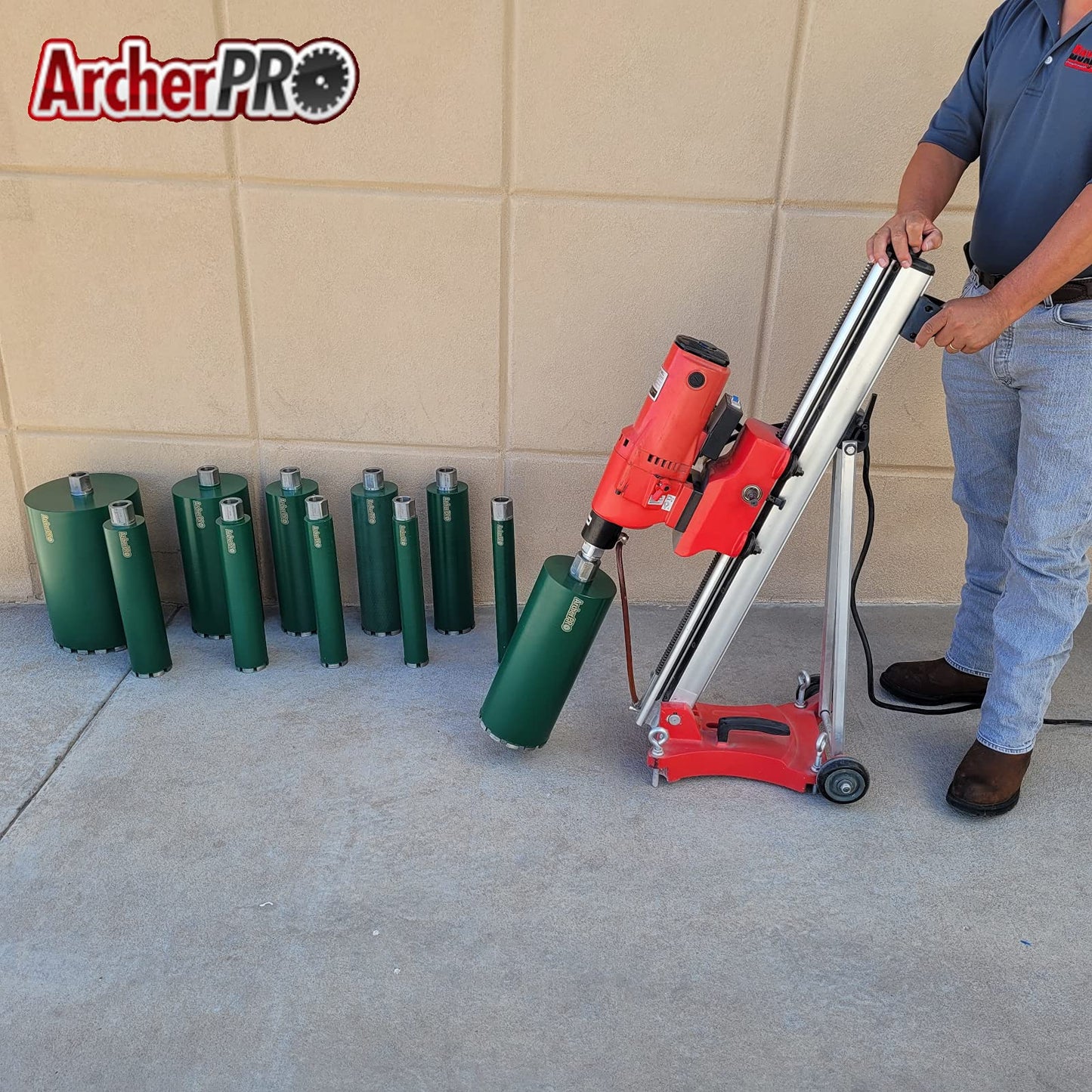Archer PRO 8" in. Aggressive Diamond Turbo Core Drill Bits with V-tip for use with core Drill Stand rig. for Concrete Drilling, Masonry, Cinder Blocks.