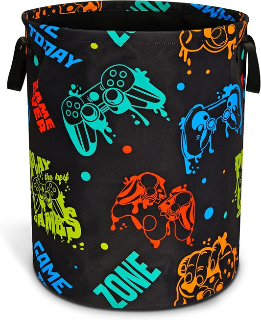 Game Machine Laundry Basket Funny Color Foldable Oxford Cloth Tote Bag Laundry Hamper Clothes Storage Bucket Organizer For Bathroom/Laundry Storage/Bedroom Storage Basket 18.9x16.5 Inch