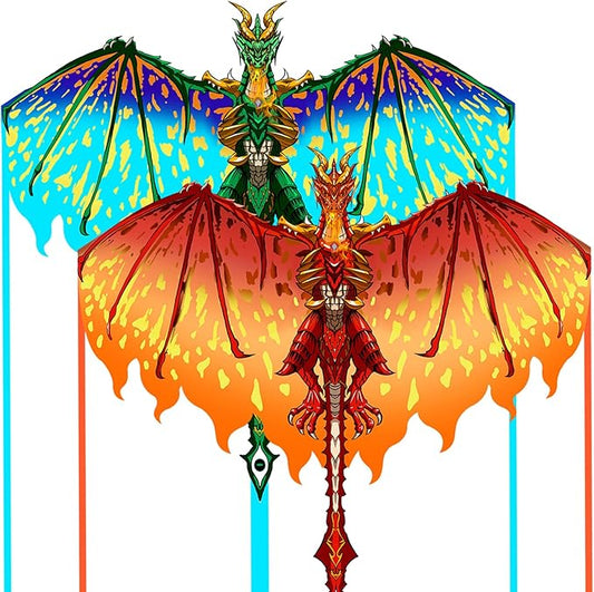 Mint's Colorful Life Dragon Kite for Kids & Adults, Easy to Fly Best Beach Kites for Beginners, 300ft Kite String Included