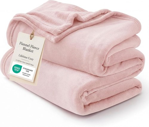 Bedsure GentleSoft Pink Fleece Blanket - Soft, Lightweight Plush Queen Size, 90x90 Inches for Cozy Luxury