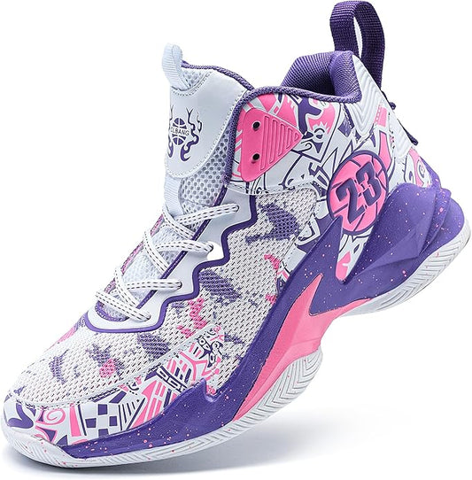 Men's Basketball Shoes Breathable Anti Slip Fashionable Graffiti Training Shoes Outdoor Shoes