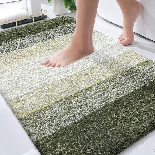OLANLY Bathroom Rugs - Extra Soft Microfiber Mat with Rubber Backing | Quick Dry, Machine Washable, 30x20, Dark Green