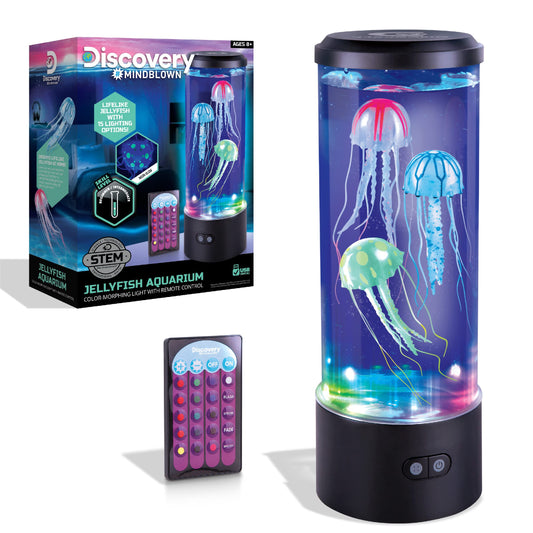 Discovery™ Jellyfish Aquarium Lamp – Color‑Morphing LED Bedroom Night Light with Remote| 15 Light Options| Lifelike Floating Jellyfish| Educational Learning Gift| Ages 8+
