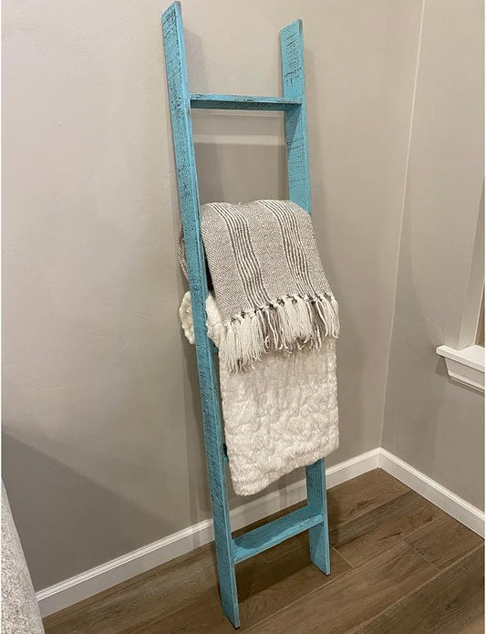 BarnwoodUSA Reclaimed Wood Bookcase Ladder (5 Foot, Turquoise)