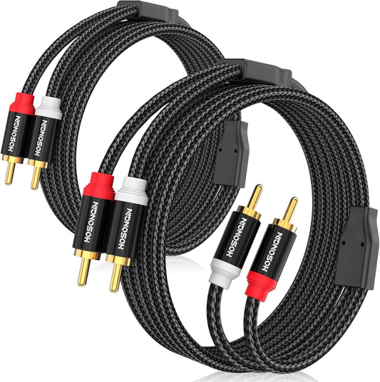 3.3ft 2 Pack[Hi-Fi 2-Male 2-Male HOSONGIN RCA Cables Sound, Nylon Braided, Shielded], to RCA Audio Stereo Subwoofer