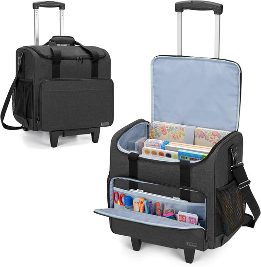 Trunab Rolling Craft Tote - Organize Scrapbooks & Supplies with Wheels | Fits 12x12 Inch Albums