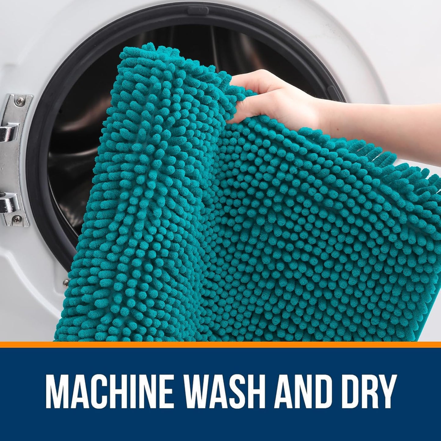 OLANLY Bathroom Runner Rugs - Soft Absorbent Chenille Bath Mats | Quick Dry, Machine Washable, 47x20, Deep Lake