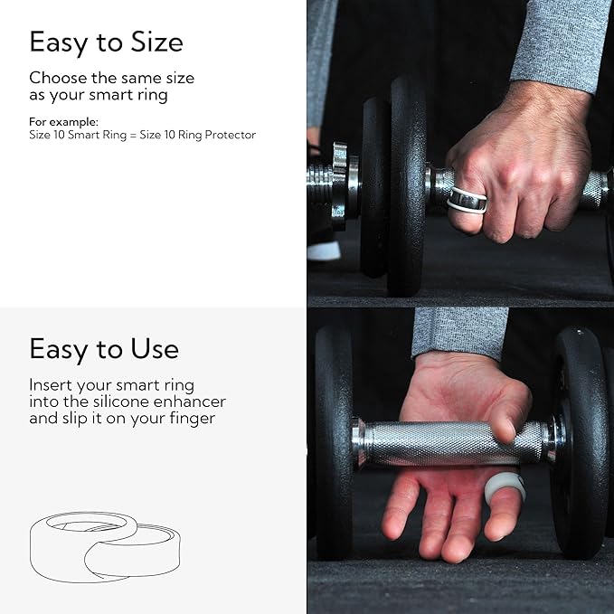 Rinfit Smart Ring Protector - Silicone Ring Enhancer for Active Lifestyle and Gym - StyleFit U.S. Design Patent - Stone, Size 8