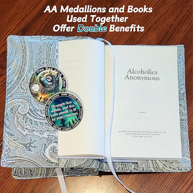 One Day at a Time 15 Year Sobriety Coin - Recovery Aurora Forest Wolf AA Coins - Addiction NA AA Chips and Medallions - Celebrate 1-30 Living Clean Narcotics Alcoholics Anonymous Gifts for Men Women