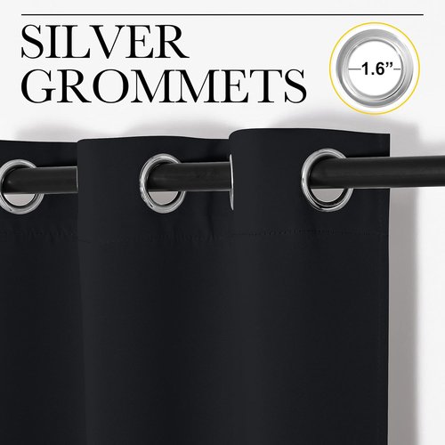 NICETOWN Blackout Curtains - Thermal Insulated Grommet Drapes for Cafe | Set of 2, 42"x48", Black
