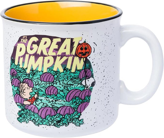 Silver Buffalo Peanuts “It’s the Great Pumpkin” Ceramic Camper Mug Featuring Snoopy and Linus, 20 Ounces