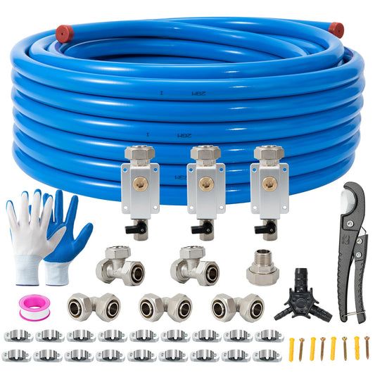 3/4"×100&200&300ft Compressed Air Line Kit for Shop/Garage, Hdpe-Aluminum Rapid Air System Includes Right Angle Fittings and Tee Fittings, Compressed Air Piping System Leak Proof&Easy to Install
