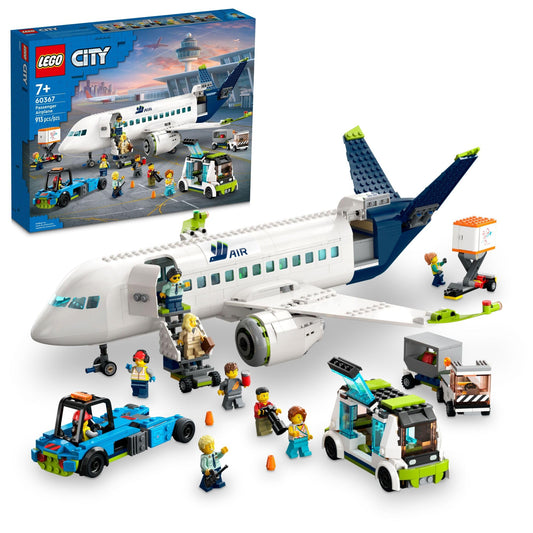 LEGO City Passenger Airplane Toy - Building Set for Boys & Girls, Ages 7+ - Educational Gift for Kids - W/Buildable Vehicle Toys & 9 Minifigures - 60367