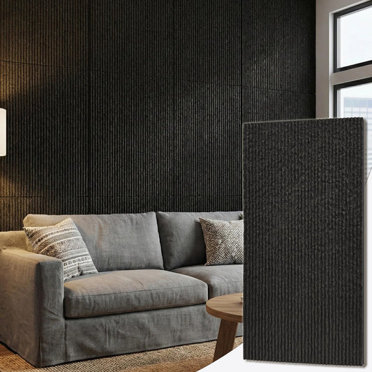 BEAUTYPEAK 3D Faux Stone Wall Panels, 4 PCS PU Wainscoting Panel - Flowing Stone Grain Thickened Design for Interior Wall Decor, Home & Office Accent Wall, Easy Install, 47.2’’ x 23.6’’ (Black)