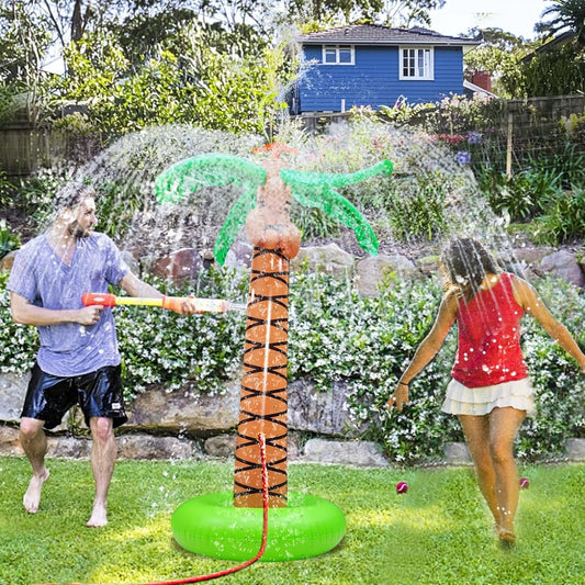 61" Inflatable Palm Tree Backyard Sprinkler for Kids, Spray Water Pool Toy Inflatable sprinkler for yard Outdoor Hawaiian Party Coconut Tree for Lawn Sprinkler for Boys Girls Backyard Beach Games Toys
