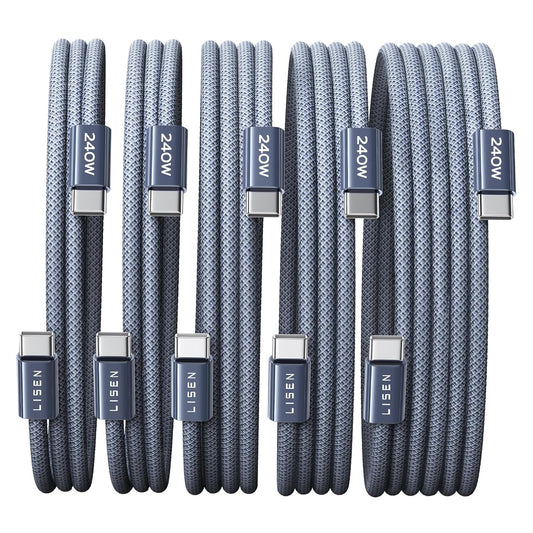 240W Charging[1M+1M+2M+2M+3M/5 Pack] LISEN USB C to USB C Cable, C to C Cable Fast Fast Charger USB C Cord Type C