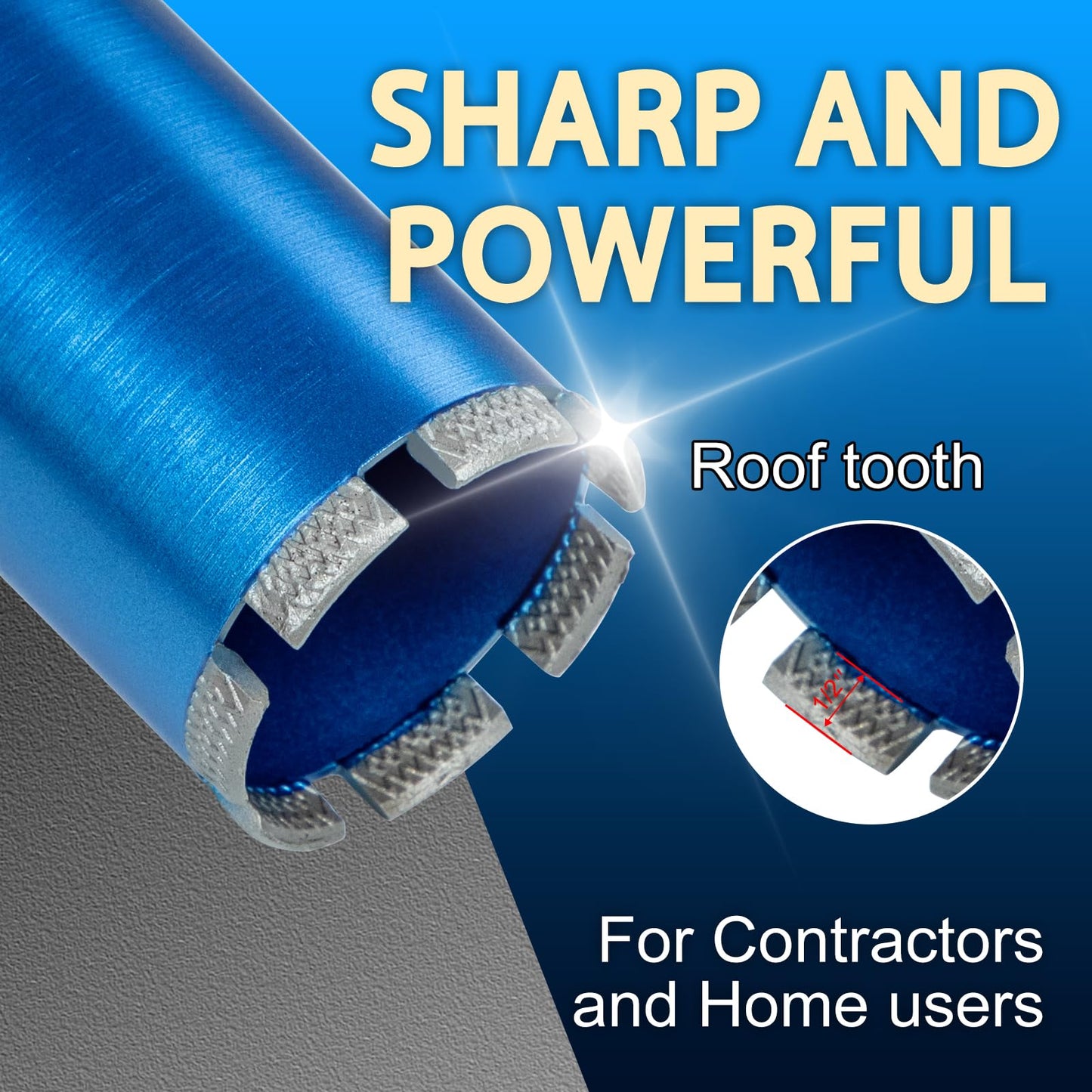 SALI Wet Diamond Core Drill Bits 10"/256mm Diameter, 15"/380mm Drilling Depth Concrete Core Drill Bit, 1-1/4-7" Thread Core Bit Turbo Laser-Welded Segments with Rebar, Brick, Block, Masonry, Stone
