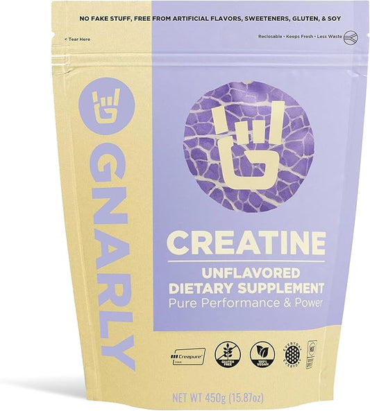 Gnarly Nutrition Creatine Powder – Creapure, Vegan Creatine Supplement – NSF Sport Certified, Optimized Recovery – Sports Nutrition – 5g Creatine Monohydrate – Unflavored, 15.87 oz