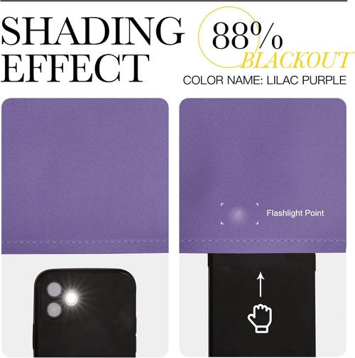 NICETOWN Lilac Purple Blackout Curtains - 90" Long, Sound Reducing & Heat Blocking | 55" Wide, 2 Panels