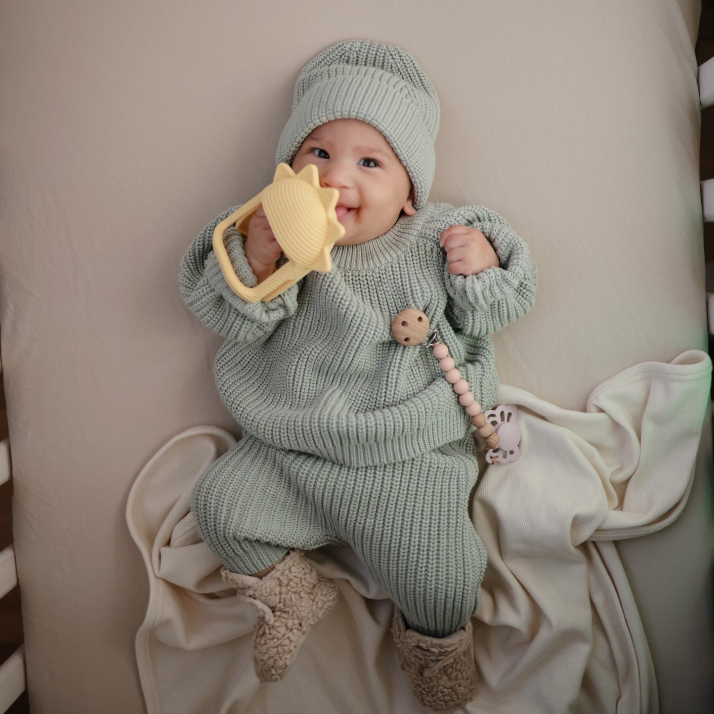 mushie Silicone Baby No-Drop Sun Teether Toy