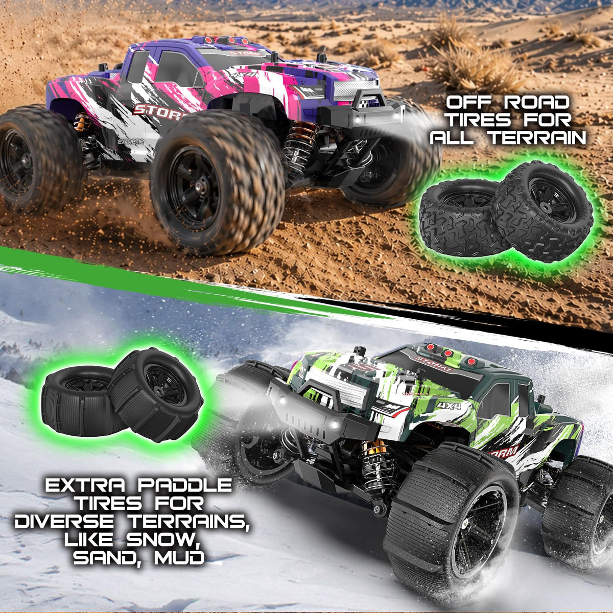 X-TMAGA 1:18 All Terrain RC Car for Adults & Boys (HS18-05), 4WD Off-Road RC Truck High Speed Fast 40+ KPH, 4X4 Waterproof Remote Control Car with 2 Rechargeable Batteries
