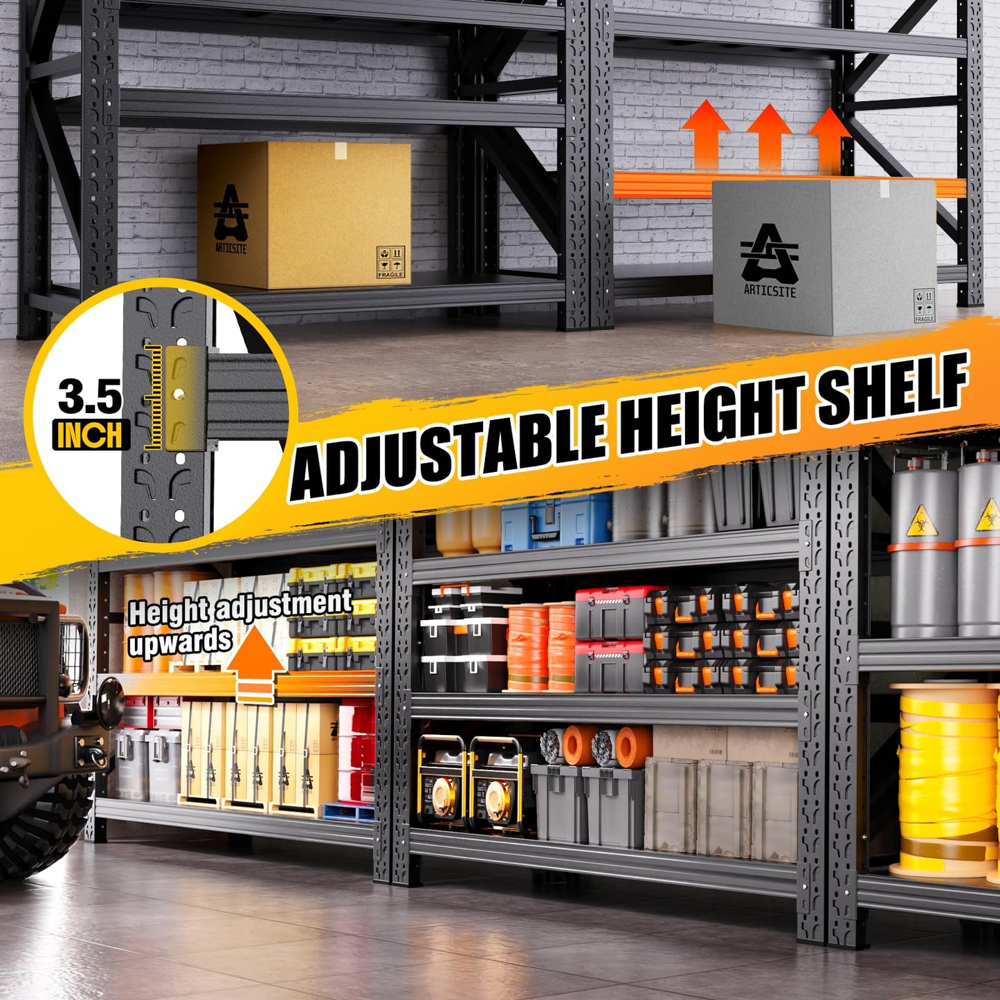 AXASIIO 5000LBS Heavy Duty Storage Shelves, 59"W Adjustable Garage Shelving Unit, Rust Proof Large Metal Storage Rack, 20"Dx59"Wx54.3"H Industrial Shelving for Warehouse, Basement, Shop, Supermarket