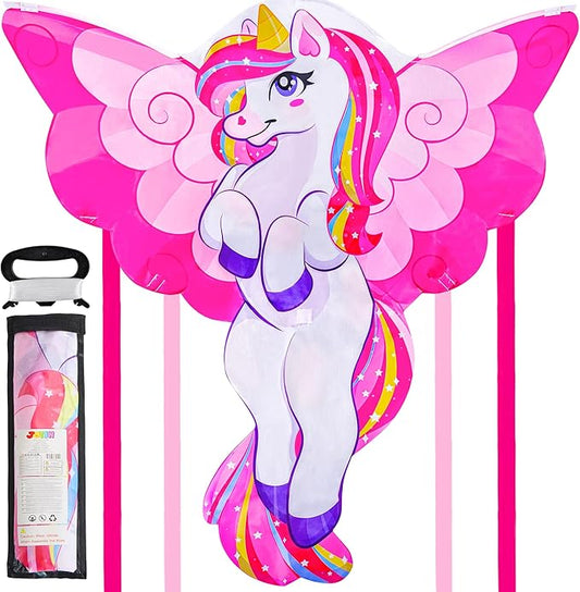 JOYIN 43.3'' Giant Unicorn Kite Easy to Fly for Kids and Adults with 262.5 ft String, Large Beach Kite for Outdoor Games and Activities