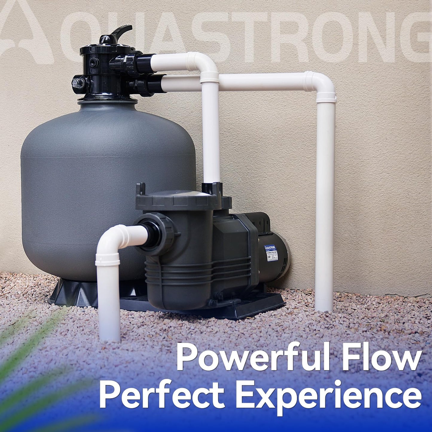 AQUASTRONG In/Above Ground Pool Pump Pure Copper Motor Energy Efficient High Flow Powerful Self Primming Swimming Pool Pumps with Filter Basket, Dark Grey