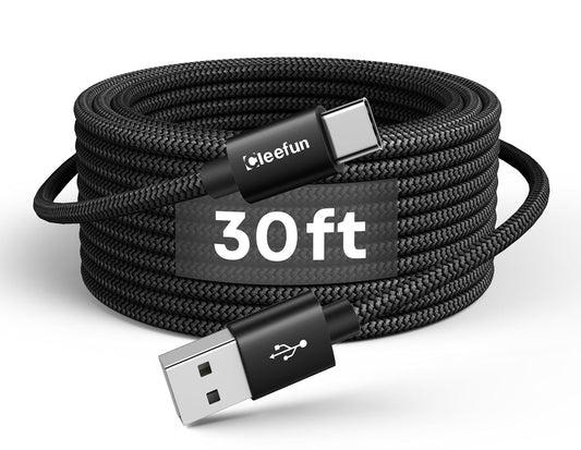 30ft, 30 16 15 CLEEFUN Extra Long USB-C Charging Cable USB to USBC - Foot Type C Power Cord (Only Charge) for iPhone