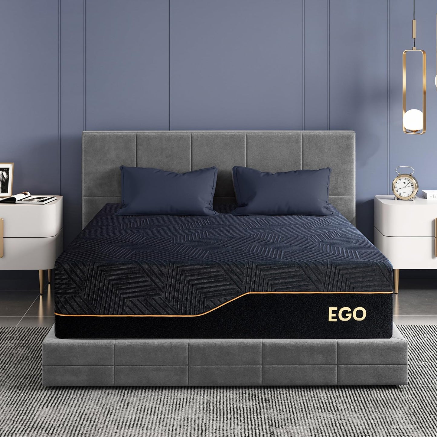EGOHOME 14 Inch Twin XL Memory Foam Mattress for Back Pain, Cooling Copper Gel Bed in a Box, Foam Made in USA, CertiPUR-US Certified, Therapeutic Medium Firm,Daybed 38x80x14 Black