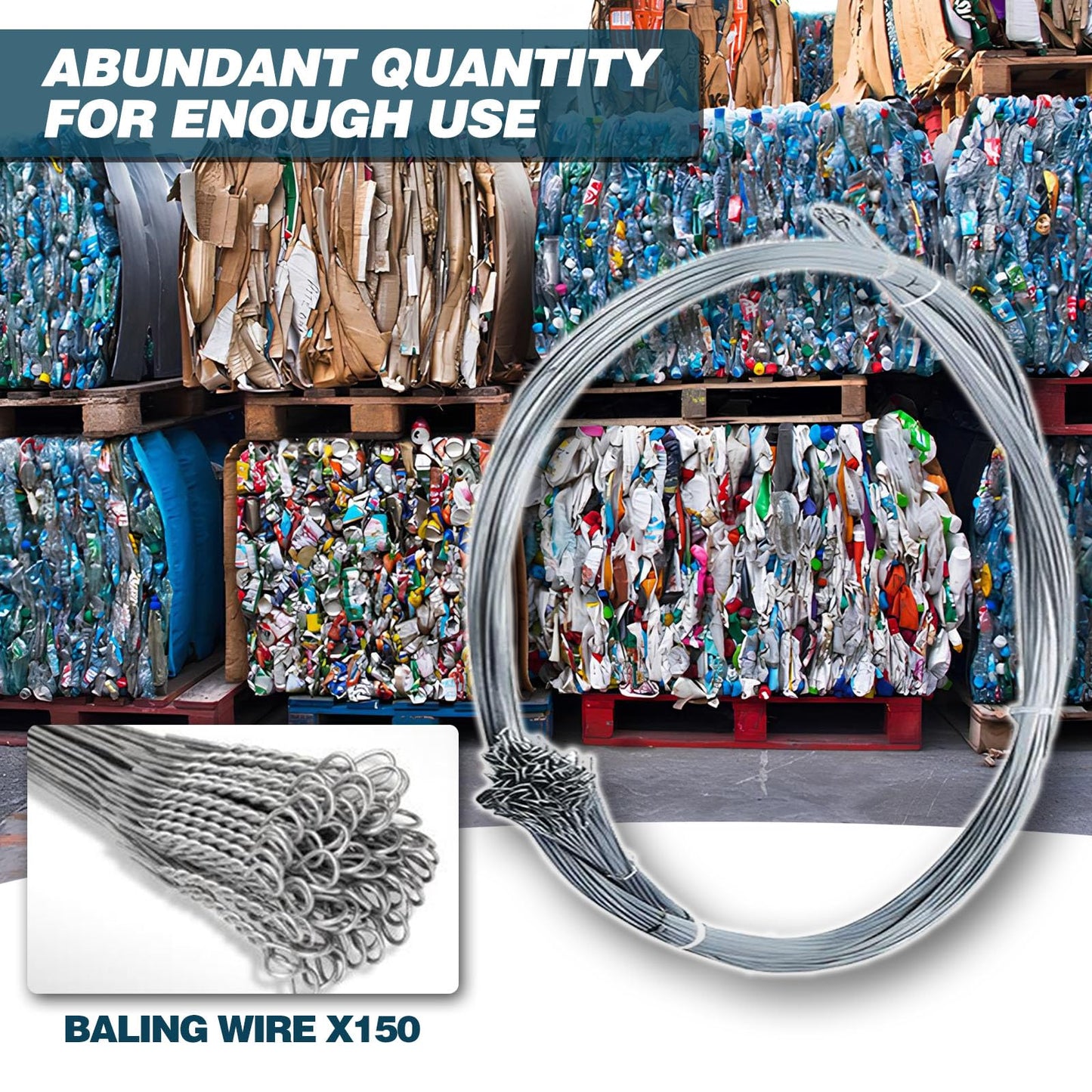 150PCS Baling Wire, 14 FT 14 Gauge Galvanized Steel Wire Bulk with Single Loop Easy to Bend&Use to Securing Compressed Items Or Bundling Cardboard Galvanized Baling Wire Work Seamlessly with Baler