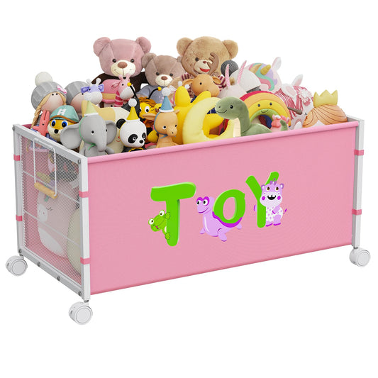 JBBTOOL Large Toy Box, Toy Storage Organizer for Kids, Toy Chest for Toddlers with 360° Wheels, Toybox for Living Room, Oxford Cloth Toy Box for Boys, Girls, Stuffed Animals, Clothes
