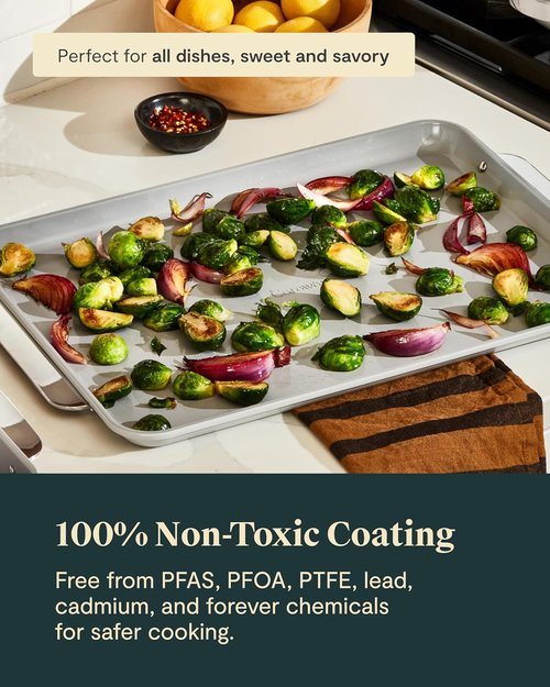 Caraway Non-Stick Ceramic Baking Sheet - Non-Toxic, PTFE & PFOA Free - Large 18" x 13" - Ideal for Baking & Roasting