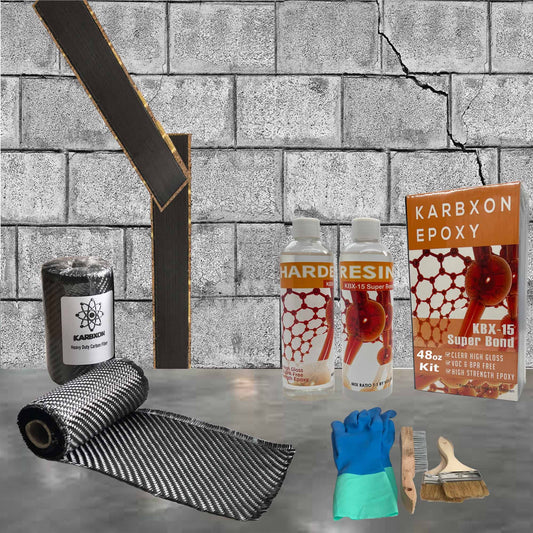 25 ft - Carbon Fiber-Basement Wall Crack Repair Kit - Carbon Fiber Foundation Wall Repair - Easy to use Includes Instructions
