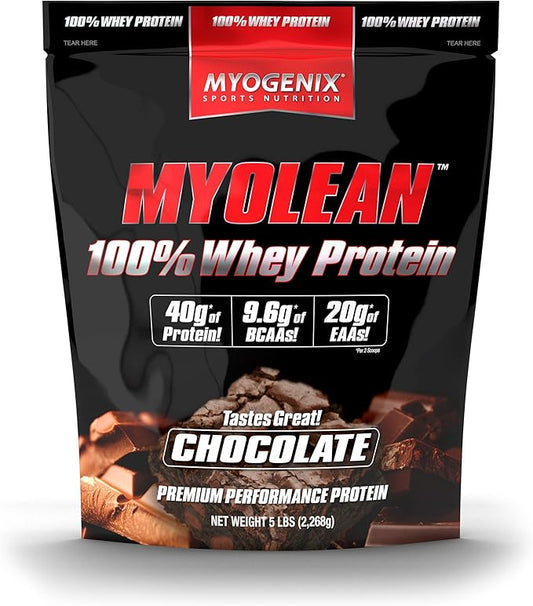 Myogenix Myolean ??100% Whey Protein Powder ??40g Protein per Serving ??Low Carb ??Ideal for Smoothies, Meal Replacement Shakes, Pre Workout & Post Workout Shakes ??Chocolate (5lbs)