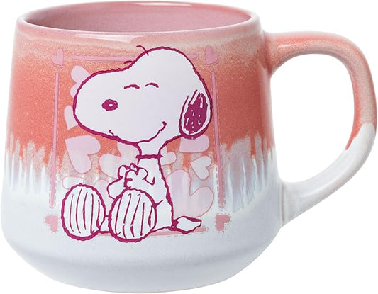 Silver Buffalo Peanuts Featuring Snoopy Hearts Love Reactive Glaze Tapered Pottery Mug, 18 Ounces