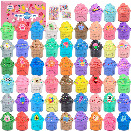 58-Pack Butter Slime Kit – Mini Slime Party Favors for Girls & Boys, Scented Bulk Slime Supplies for Kids, Soft & Non-Sticky Stress Relief Toy, Birthday Goodie Bag Stuffers