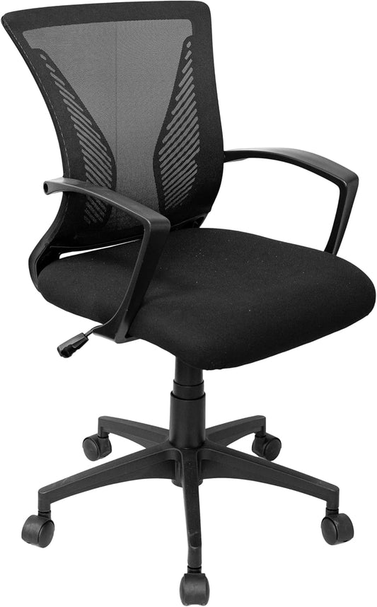 Techni Mobili Ergonomic Black Mesh Office Chair - Adjustable Height & Lumbar Support for Home Office